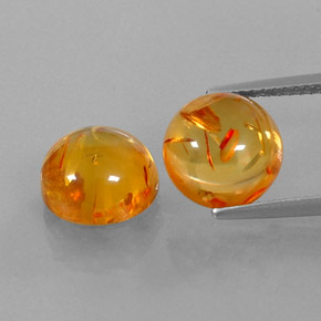 3.56 ct Orange Amber Gemstone, Amber Gem in Round Cabochon Shape for Sale.