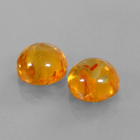 3.56 ct Orange Amber Stone, Natural Amber in Round Cabochon Shape for Sale