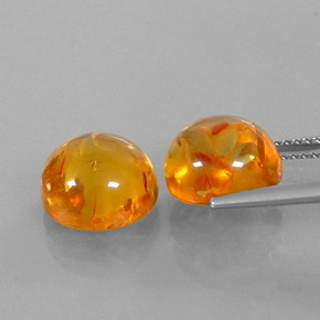 Amber Gemstone in 9.5 mm Size for Sale, Amber Stone in Yellow Orange Color