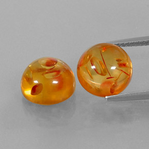 3.62 ct Orange Amber Gemstone, Amber Gem in Round Cabochon Shape for Sale.