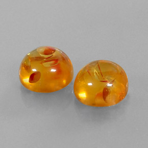 3.62 ct Orange Amber Stone, Natural Amber in Round Cabochon Shape for Sale