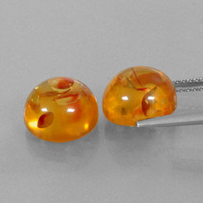 Amber Gemstone in 9.5 mm Size for Sale, Amber Stone in Yellow Orange Color