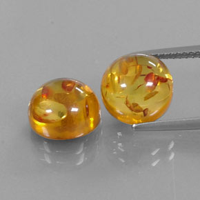 3.65 ct Orange Amber Gemstone, Amber Gem in Round Cabochon Shape for Sale.