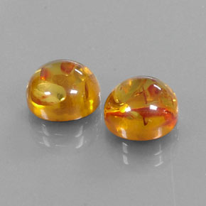 3.65 ct Orange Amber Stone, Natural Amber in Round Cabochon Shape for Sale