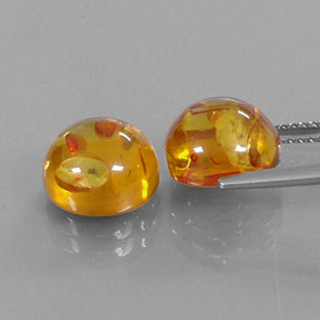 Amber Gemstone in 9.5 mm Size for Sale, Amber Stone in Yellow Orange Color