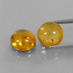 3.25 ct Orange Amber Gemstone, Amber Gem in Round Cabochon Shape for Sale.