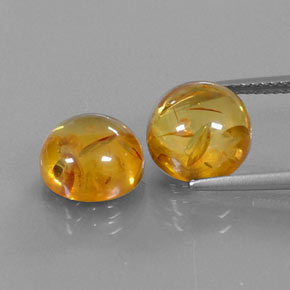 3.62 ct Orange Amber Gemstone, Amber Gem in Round Cabochon Shape for Sale.