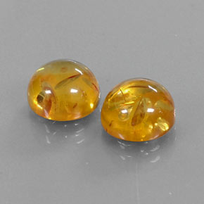 3.62 ct Orange Amber Stone, Natural Amber in Round Cabochon Shape for Sale