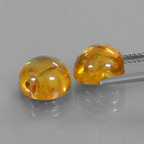 Amber Gemstone in 9.6 mm Size for Sale, Amber Stone in Yellow Orange Color