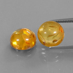 3.49 ct Orange Amber Gemstone, Amber Gem in Round Cabochon Shape for Sale.