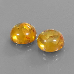 3.49 ct Orange Amber Stone, Natural Amber in Round Cabochon Shape for Sale