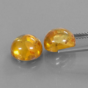 Amber Gemstone in 10 mm (calibrated) Size for Sale, Amber Stone in Yellow Orange Color