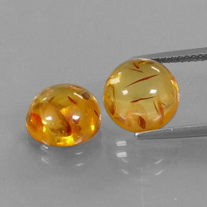 3.47 ct Orange Amber Gemstone, Amber Gem in Round Cabochon Shape for Sale.