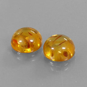 3.47 ct Orange Amber Stone, Natural Amber in Round Cabochon Shape for Sale