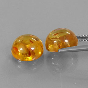 Amber Gemstone in 10 mm (calibrated) Size for Sale, Amber Stone in Yellow Orange Color