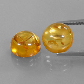 3.62 ct Orange Amber Gemstone, Amber Gem in Round Cabochon Shape for Sale.