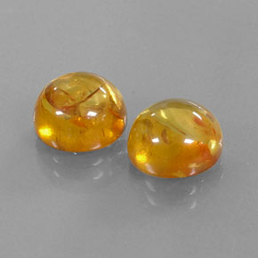 3.62 ct Orange Amber Stone, Natural Amber in Round Cabochon Shape for Sale