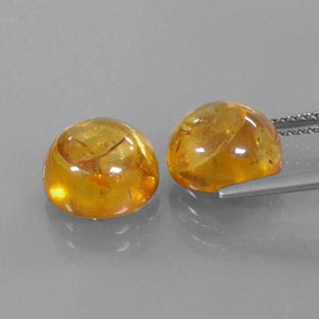 Amber Gemstone in 9.6 mm Size for Sale, Amber Stone in Yellow Orange Color