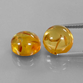 3.64 ct Orange Amber Gemstone, Amber Gem in Round Cabochon Shape for Sale.