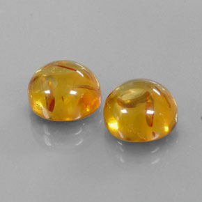 3.64 ct Orange Amber Stone, Natural Amber in Round Cabochon Shape for Sale