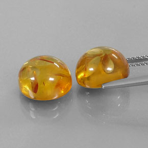 Amber Gemstone in 9.5 mm Size for Sale, Amber Stone in Yellow Orange Color