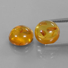 3.47 ct Orange Amber Gemstone, Amber Gem in Round Cabochon Shape for Sale.
