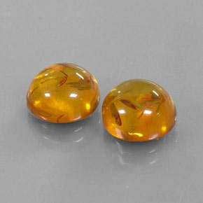 3.47 ct Orange Amber Stone, Natural Amber in Round Cabochon Shape for Sale