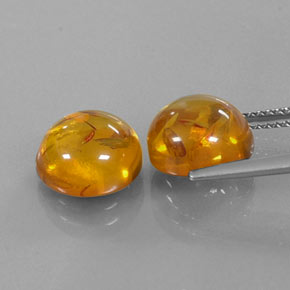 Amber Gemstone in 10 mm (calibrated) Size for Sale, Amber Stone in Yellow Orange Color