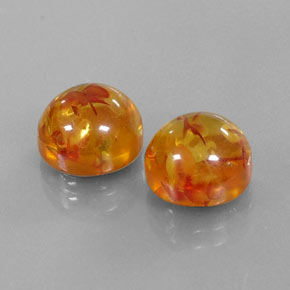 3.89 ct Orange Amber Stone, Natural Amber in Round Cabochon Shape for Sale