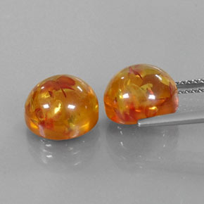 Amber Gemstone in 9.6 mm Size for Sale, Amber Stone in Yellow Orange Color