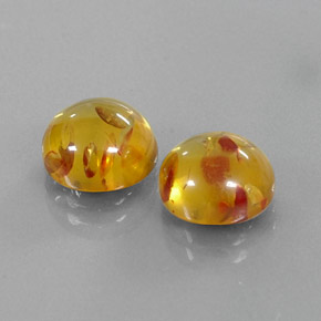 3.27 ct Orange Amber Stone, Natural Amber in Round Cabochon Shape for Sale