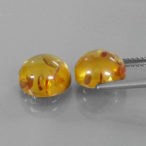Amber Gemstone in 9.4 mm Size for Sale, Amber Stone in Yellow Orange Color