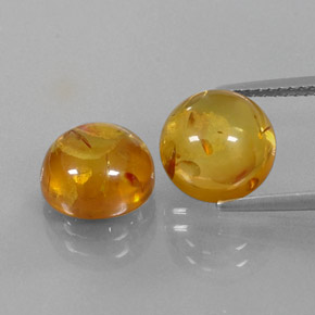 3.63 ct Orange Amber Gemstone, Amber Gem in Round Cabochon Shape for Sale.