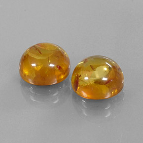 3.63 ct Orange Amber Stone, Natural Amber in Round Cabochon Shape for Sale