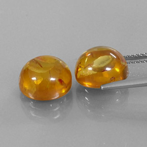 Amber Gemstone in 9.5 mm Size for Sale, Amber Stone in Yellow Orange Color