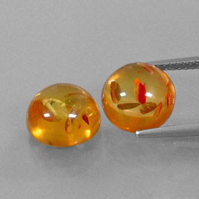 3.64 ct Orange Amber Gemstone, Amber Gem in Round Cabochon Shape for Sale.