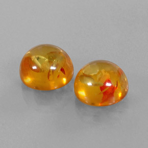 3.64 ct Orange Amber Stone, Natural Amber in Round Cabochon Shape for Sale