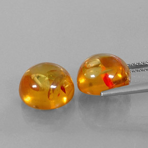 Amber Gemstone in 10 mm (calibrated) Size for Sale, Amber Stone in Yellow Orange Color