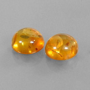 3.30 ct Orange Amber Stone, Natural Amber in Round Cabochon Shape for Sale