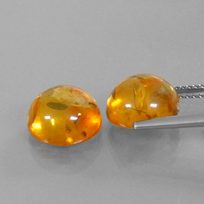 Amber Gemstone in 9.6 mm Size for Sale, Amber Stone in Yellow Orange Color