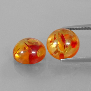 3.13 ct Orange Amber Gemstone, Amber Gem in Round Cabochon Shape for Sale.