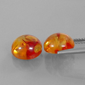 Amber Gemstone in 9.5 mm Size for Sale, Amber Stone in Yellow Orange Color