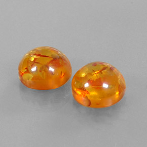 3.43 ct Orange Amber Stone, Natural Amber in Round Cabochon Shape for Sale