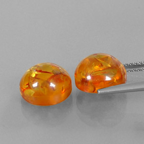 Amber Gemstone in 9.5 mm Size for Sale, Amber Stone in Yellow Orange Color