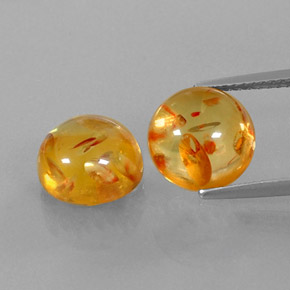 3.56 ct Orange Amber Gemstone, Amber Gem in Round Cabochon Shape for Sale.