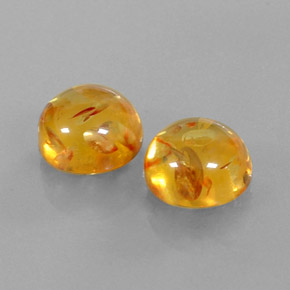 3.56 ct Orange Amber Stone, Natural Amber in Round Cabochon Shape for Sale