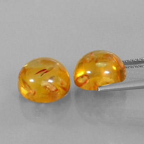Amber Gemstone in 10 mm (calibrated) Size for Sale, Amber Stone in Yellow Orange Color