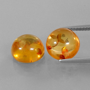 3.66 ct Orange Amber Gemstone, Amber Gem in Round Cabochon Shape for Sale.