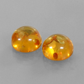 3.66 ct Orange Amber Stone, Natural Amber in Round Cabochon Shape for Sale