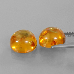 Amber Gemstone in 9.6 mm Size for Sale, Amber Stone in Yellow Orange Color